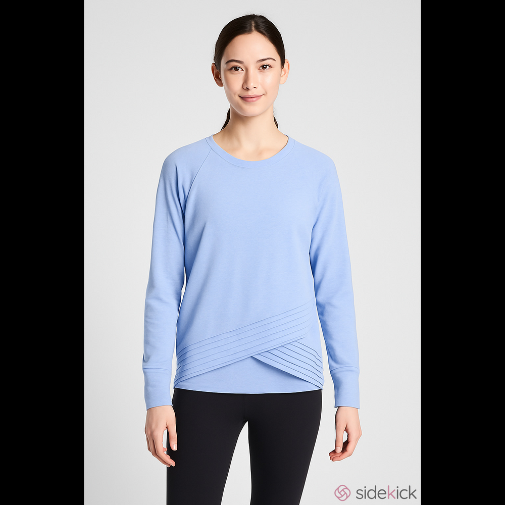 Athleta Serenity Criss Cross Long Sleeve Crew Neck Top Sweatshirt Pure Blue XS